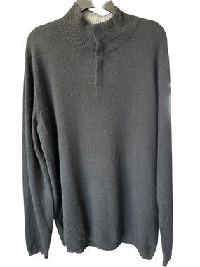 Cello Men’s 100% Cashmere Button Neck Pullover Sweater Sz XL Black